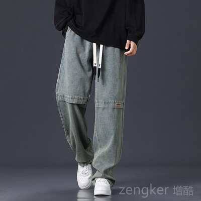 8XL 7XL džinsai vyriški laisvi tiesūs 2024 m. nauji laisvi stori big yards laisvalaikio šimtai plačių kelnių