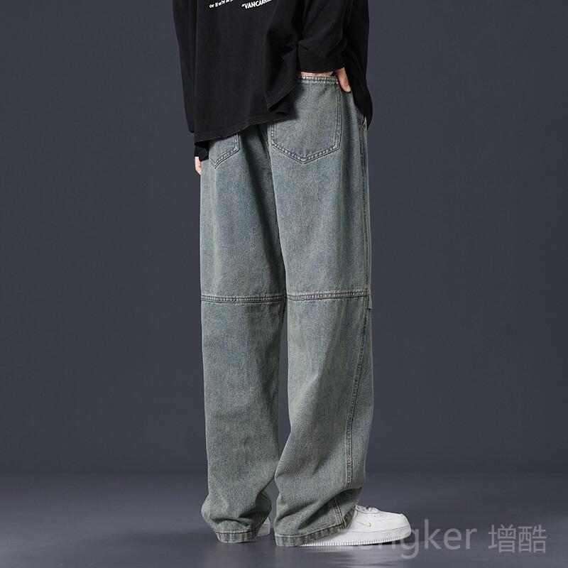 8XL 7XL džinsai vyriški laisvi tiesūs 2024 m. nauji laisvi stori big yards laisvalaikio šimtai plačių kelnių