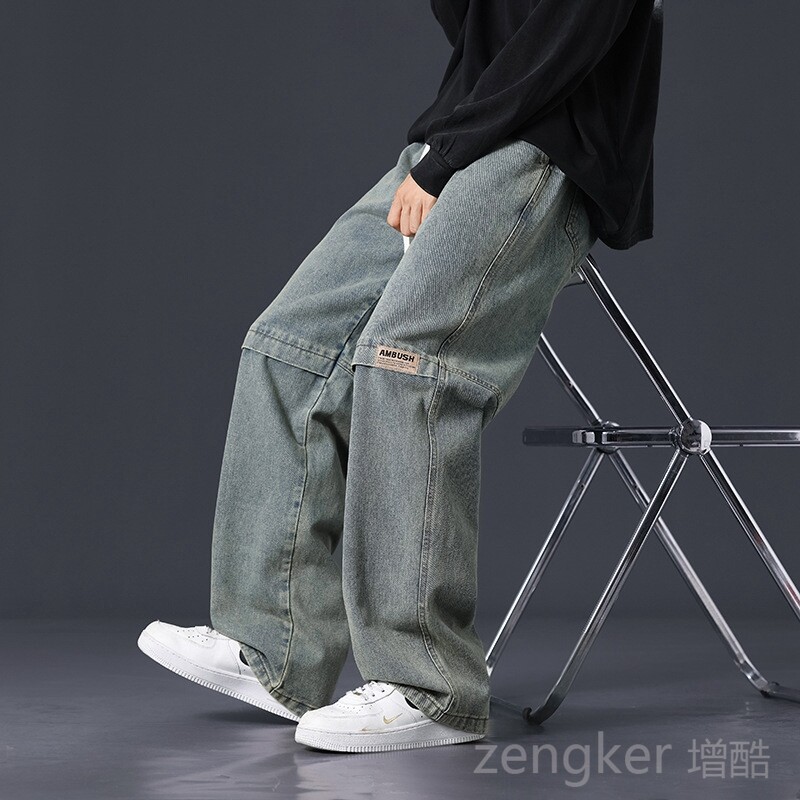 8XL 7XL džinsai vyriški laisvi tiesūs 2024 m. nauji laisvi stori big yards laisvalaikio šimtai plačių kelnių
