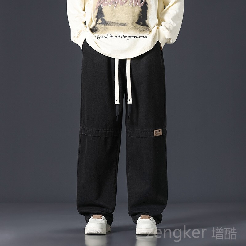 8XL 7XL džinsai vyriški laisvi tiesūs 2024 m. nauji laisvi stori big yards laisvalaikio šimtai plačių kelnių