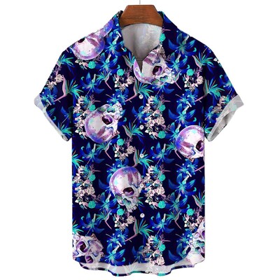 Rose Skull Print Marškinėliai Vyriški marškiniai trumpomis rankovėmis Vasaros gatvės mados viršutiniai vyriški laisvalaikio dideli marškinėliai Dydis S-5XL