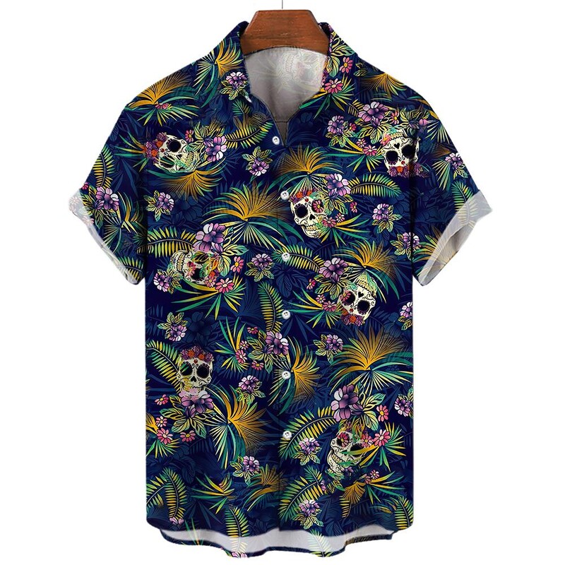 Rose Skull Print Marškinėliai Vyriški marškiniai trumpomis rankovėmis Vasaros gatvės mados viršutiniai vyriški laisvalaikio dideli marškinėliai Dydis S-5XL