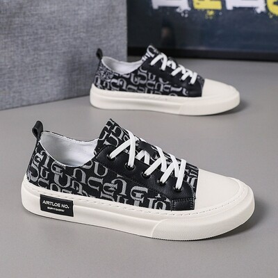 Pavasario rudens sportbačiai Vyriški Minkšti plokščiapadžiai Laisvalaikiai Batai Mados Abėcėlė Spausdinti Drobė Sportiniai Batai Vyriški neslystantys platforminiai čiuožimo batai