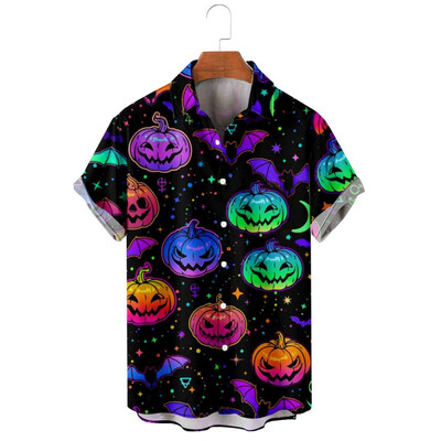 Helovino vakarėlio drabužiai Vyriški šventiniai marškinėliai trumpomis rankovėmis Vasaros laisvalaikio gatvės marškinėliai 2023 m. Nauji vyriški lauko siaubo Harajuku marškinėliai