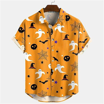 Helovino vakarėlio drabužiai Vyriški šventiniai marškinėliai trumpomis rankovėmis Vasaros laisvalaikio gatvės marškinėliai 2023 m. Nauji vyriški lauko siaubo Harajuku marškinėliai