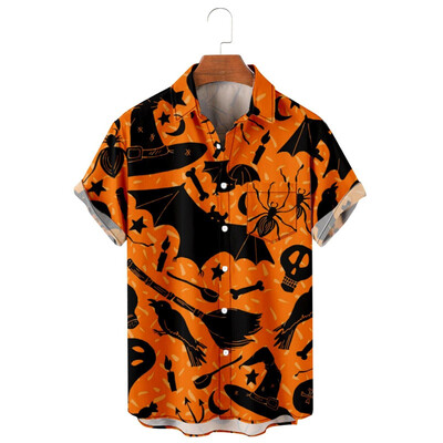 Helovino vakarėlio drabužiai Vyriški šventiniai marškinėliai trumpomis rankovėmis Vasaros laisvalaikio gatvės marškinėliai 2023 m. Nauji vyriški lauko siaubo Harajuku marškinėliai