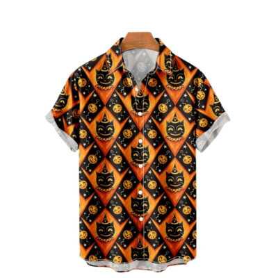 Helovino vakarėlio drabužiai Vyriški šventiniai marškinėliai trumpomis rankovėmis Vasaros laisvalaikio gatvės marškinėliai 2023 m. Nauji vyriški lauko siaubo Harajuku marškinėliai