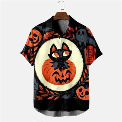 Helovino vakarėlio drabužiai Vyriški šventiniai marškinėliai trumpomis rankovėmis Vasaros laisvalaikio gatvės marškinėliai 2023 m. Nauji vyriški lauko siaubo Harajuku marškinėliai