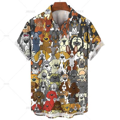 Vyriški marškinėliai Havajų trumpomis rankovėmis vyriški drabužiai Madingi marškinėliai mergaitei Kawaii Kitten Top marškinėliai Harajuku mielos palaidinės viršūnės