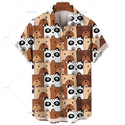 Vyriški marškinėliai Havajų trumpomis rankovėmis vyriški drabužiai Madingi marškinėliai mergaitei Kawaii Kitten Top marškinėliai Harajuku mielos palaidinės viršūnės