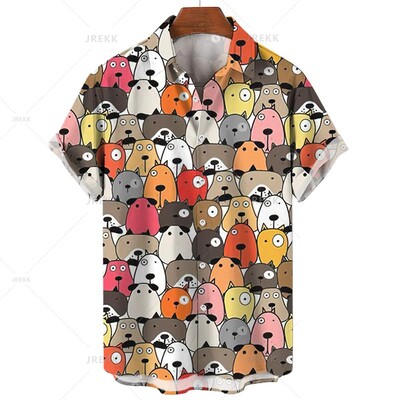 Vyriški marškinėliai Havajų trumpomis rankovėmis vyriški drabužiai Madingi marškinėliai mergaitei Kawaii Kitten Top marškinėliai Harajuku mielos palaidinės viršūnės