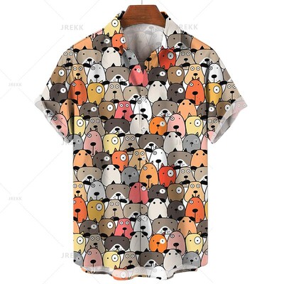 Vyriški marškinėliai Havajų trumpomis rankovėmis vyriški drabužiai Madingi marškinėliai mergaitei Kawaii Kitten Top marškinėliai Harajuku mielos palaidinės viršūnės