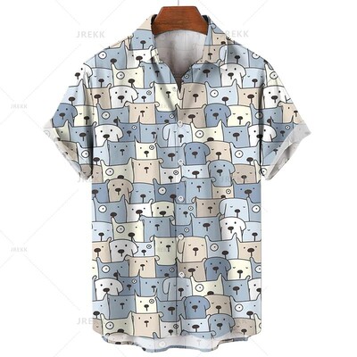 Vyriški marškinėliai Havajų trumpomis rankovėmis vyriški drabužiai Madingi marškinėliai mergaitei Kawaii Kitten Top marškinėliai Harajuku mielos palaidinės viršūnės