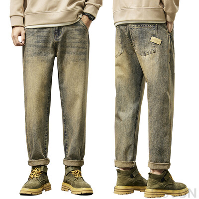 KSTUN Brīvi džinsi Vīriešu Harēms Bikses Džinsu Bikses Retro zilas Modes Paches Kabatas Vīriešu Apģērbs Bikses Vintage Oversize 40 42