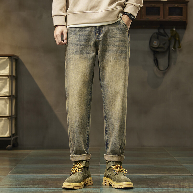 KSTUN Brīvi džinsi Vīriešu Harēms Bikses Džinsu Bikses Retro zilas Modes Paches Kabatas Vīriešu Apģērbs Bikses Vintage Oversize 40 42