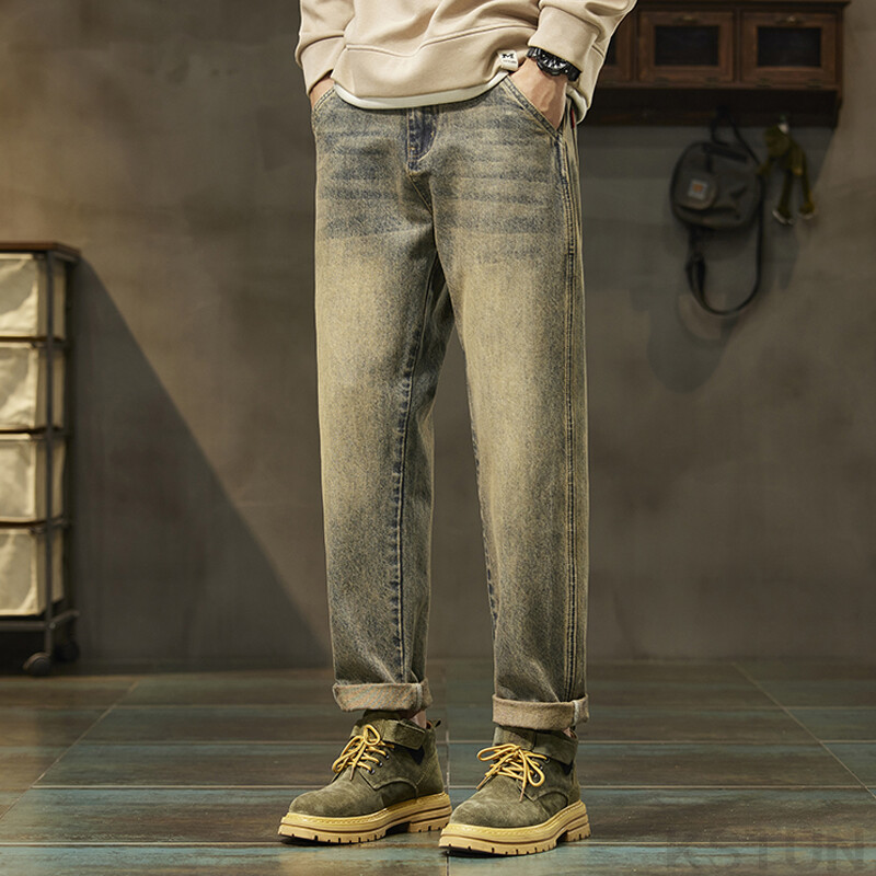 KSTUN Brīvi džinsi Vīriešu Harēms Bikses Džinsu Bikses Retro zilas Modes Paches Kabatas Vīriešu Apģērbs Bikses Vintage Oversize 40 42
