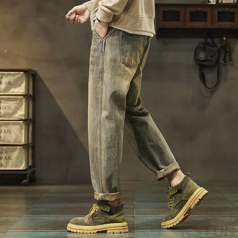 KSTUN Brīvi džinsi Vīriešu Harēms Bikses Džinsu Bikses Retro zilas Modes Paches Kabatas Vīriešu Apģērbs Bikses Vintage Oversize 40 42