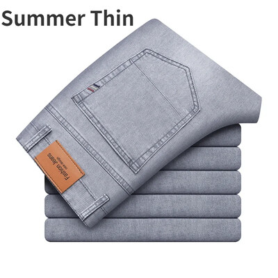 Vyriškos kelnės biuro verslo džinsai Vyriški klasikiniai mėlyni juodi medvilniniai tampriai džinsiniai kelnės vyriškos prekės ženklo kelnės