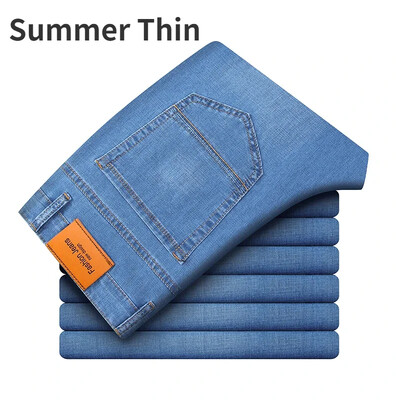 Vyriškos kelnės biuro verslo džinsai Vyriški klasikiniai mėlyni juodi medvilniniai tampriai džinsiniai kelnės vyriškos prekės ženklo kelnės