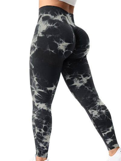 Augstas jostasvietas kaklasaites Krāsas legingi Sieviešu fitnesa bezšuvju legingi ar augstu elastīgumu, tievi gurnu paceļamie modes sporta zāles treniņi skriešanas zeķubikses