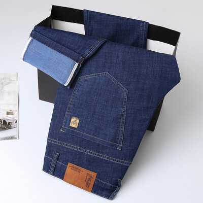 Šviesiai mėlyna Klasikinė verslo laisvalaikio medvilninės kelnės Madingos kvėpuojančios džinsinės elastinės kelnės Gamintojas Vyriški drabužiai Tiesūs džinsai