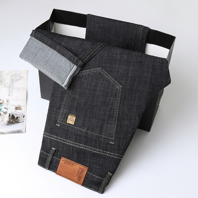 Šviesiai mėlyna Klasikinė verslo laisvalaikio medvilninės kelnės Madingos kvėpuojančios džinsinės elastinės kelnės Gamintojas Vyriški drabužiai Tiesūs džinsai