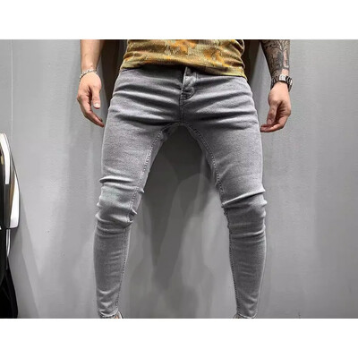 Vīriešu elastīgi šauri džinsi Klasiski četru krāsu elastīgi, šauri vīriešu apģērbi, masīvkoka džinsu bikses, vīriešu ielas Slim Fit Y2k vīriešu džinsi