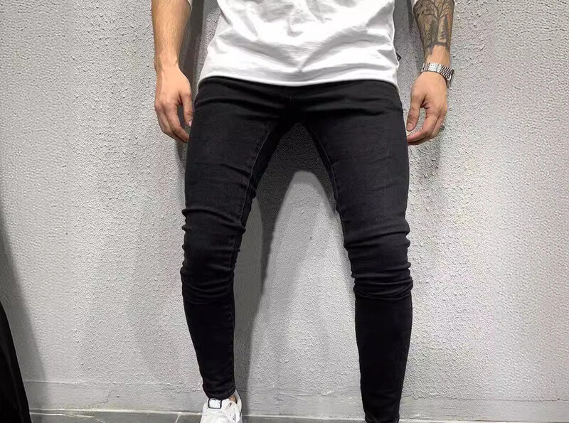 Vīriešu elastīgi šauri džinsi Klasiski četru krāsu elastīgi, šauri vīriešu apģērbi, masīvkoka džinsu bikses, vīriešu ielas Slim Fit Y2k vīriešu džinsi