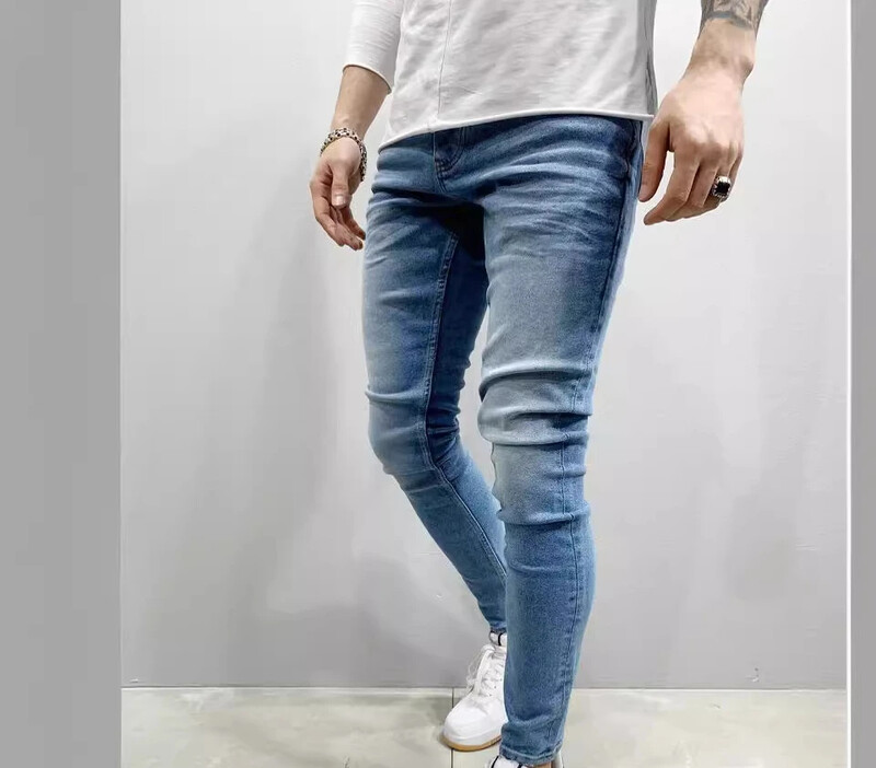 Vīriešu elastīgi šauri džinsi Klasiski četru krāsu elastīgi, šauri vīriešu apģērbi, masīvkoka džinsu bikses, vīriešu ielas Slim Fit Y2k vīriešu džinsi