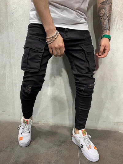 Moda bărbătească Pantaloni cargo cu buzunare multiple Pantaloni de trening de modă Pantaloni de sport hip hop Pantaloni de jogger