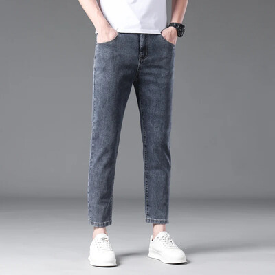 Vyriškos džinsinės devynių taškų kelnės „Four Seasons Can Wear“ gali dėvėti tamprius džinsus tiesiomis kelnėmis