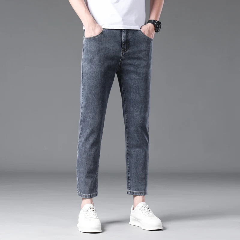 Vyriškos džinsinės devynių taškų kelnės „Four Seasons Can Wear“ gali dėvėti tamprius džinsus tiesiomis kelnėmis