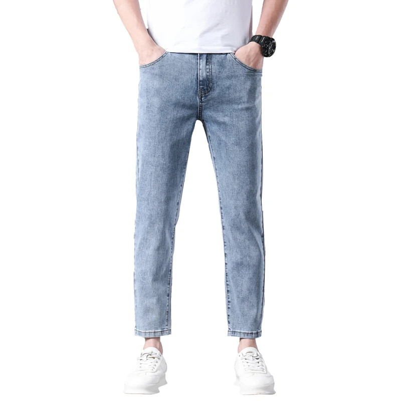 Vyriškos džinsinės devynių taškų kelnės „Four Seasons Can Wear“ gali dėvėti tamprius džinsus tiesiomis kelnėmis