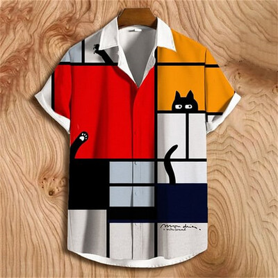 Lininiai vyriški madingi laisvalaikio marškiniai trumpomis rankovėmis 3D spausdinto rašto drabužiai 2024 m. Havajų marškiniai vyriški socialiniai marškiniai aukščiausios kokybės