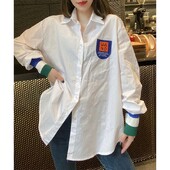 Vakarų stiliaus populiarūs sujungiami vidutinio ilgio moteriški marškinėliai pavasario rudeniniai nauji laisvalaikio temperamento marškinėliai moterims