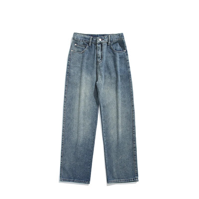 5 spalvos Pavasaris ruduo Nauja mada Korėjos Laisvi Tiesūs Džinsai Vyriški Kelnės elastinga juosmuo plati kojos Laisvalaikio kelnės Vyriški drabužiai