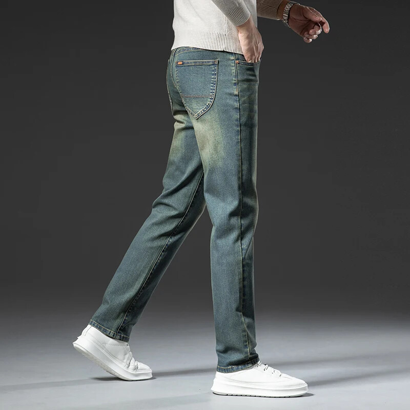 Sulee Premium Jeans Vīriešu 2023. gada rudens, jauni elastīgi augstas klases biznesa ikdienas veci vintage džinsi ar taisnām kājām