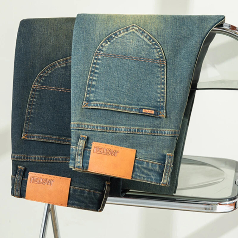 Sulee Premium Jeans Vīriešu 2023. gada rudens, jauni elastīgi augstas klases biznesa ikdienas veci vintage džinsi ar taisnām kājām