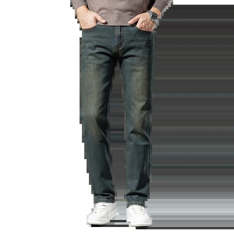 Sulee Premium Jeans Vīriešu 2023. gada rudens, jauni elastīgi augstas klases biznesa ikdienas veci vintage džinsi ar taisnām kājām