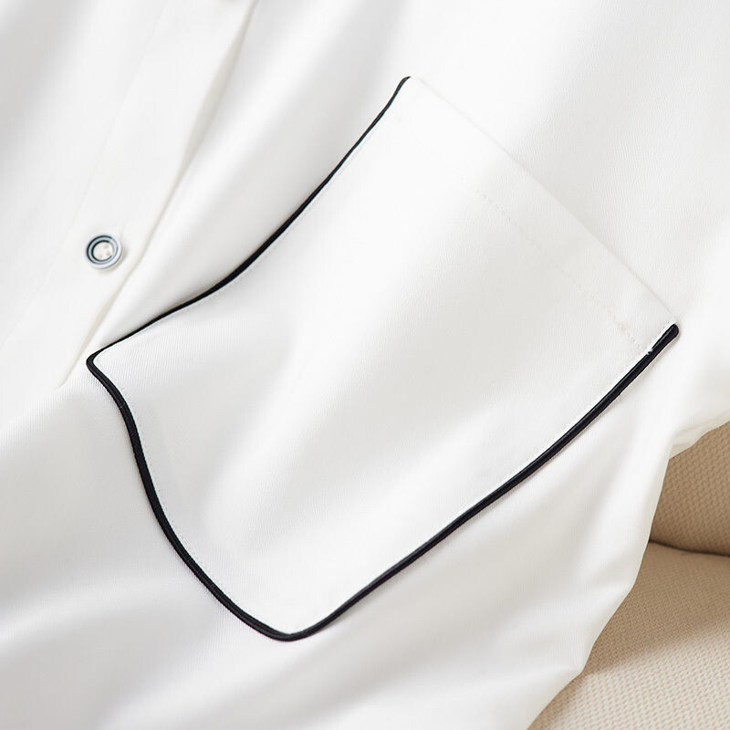 Keskmise pikkusega valge pikkade varrukatega särk Kevad-sügis, uus vabaaja reisimine avara pluusiga Topid Professionaalsed moerõivad naistele