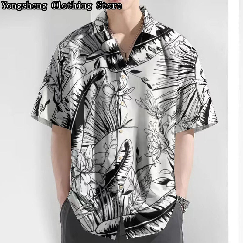 Vīriešu krekls ar īsām piedurknēm Havaju krekls ikdienišķs atvaļinājuma ceļojums ērts modes izskatīgs lielizmēra vīriešu apģērbs