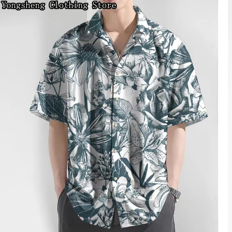 Vīriešu krekls ar īsām piedurknēm Havaju krekls ikdienišķs atvaļinājuma ceļojums ērts modes izskatīgs lielizmēra vīriešu apģērbs