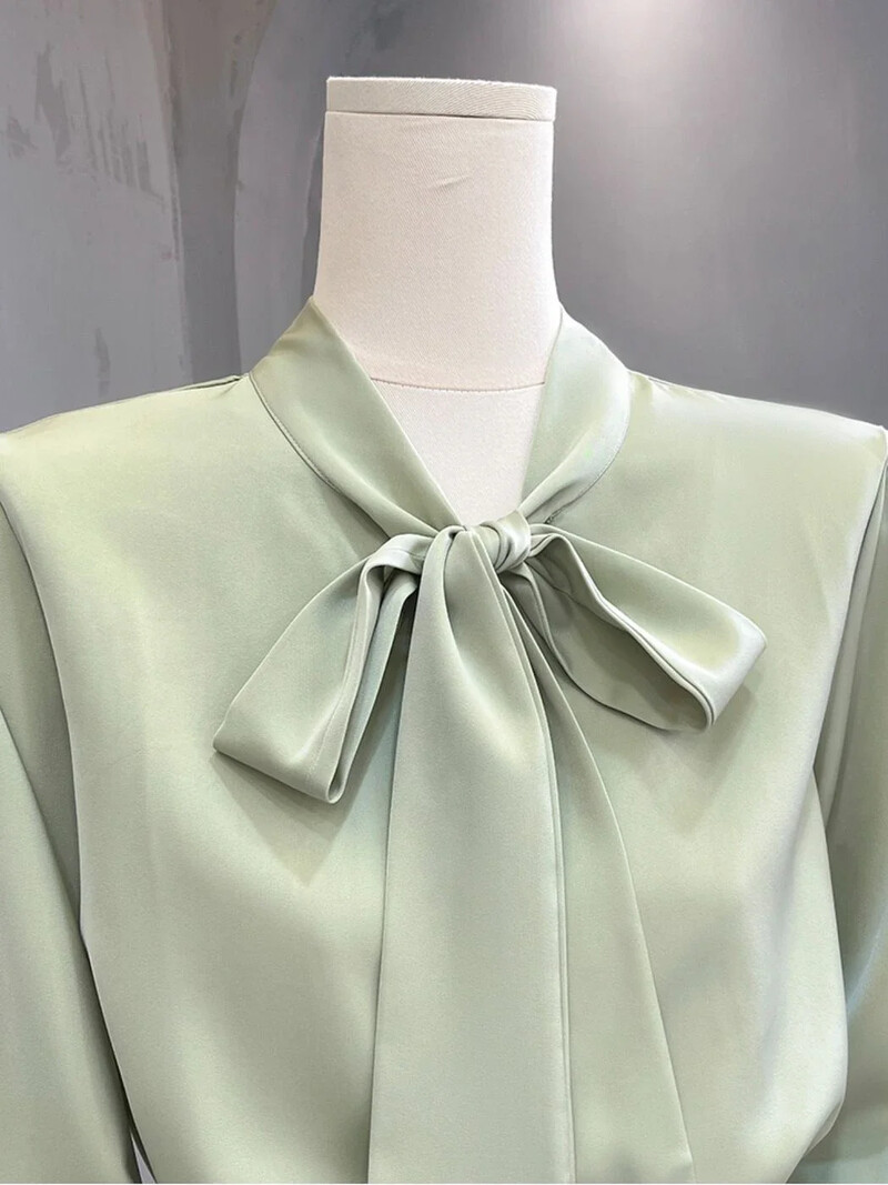 S-3XL Bow Palaidinės Moteriškos Tvirtos ilgomis rankovėmis Blusas Ropa Mujer Temperamento palaidinės, tinka moterims Estetiški drabužiai Visiems tinkantys pavasariniai drabužiai