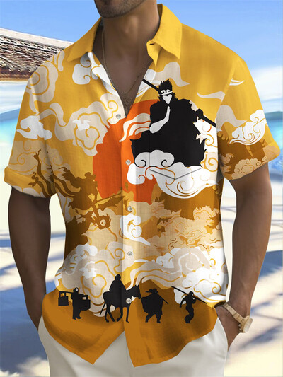 Juodi Goku 2024 marškiniai atvartas madingi havajietiški marškiniai trumpomis rankovėmis laisvi vyriški marškiniai kasdieniai socialiniai aukščiausios klasės marškiniai marginti