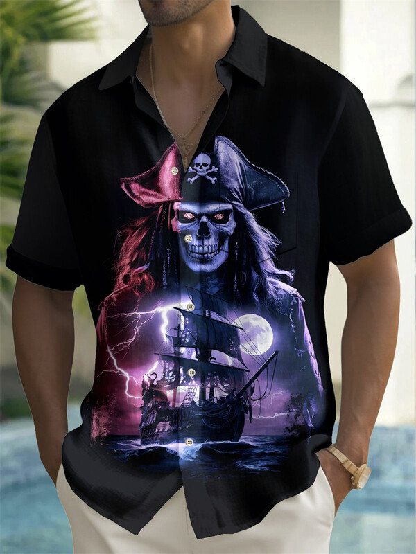 Juodi Goku 2024 marškiniai atvartas madingi havajietiški marškiniai trumpomis rankovėmis laisvi vyriški marškiniai kasdieniai socialiniai aukščiausios klasės marškiniai marginti