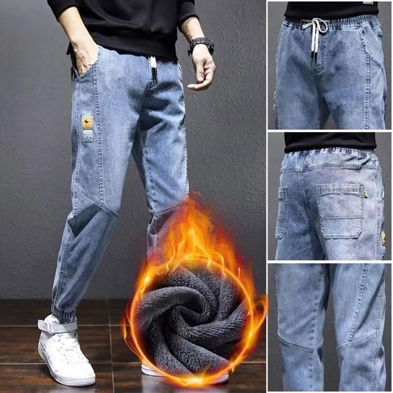 Rudens žiemos mėlyni krovininiai džinsai Vyriški gatvės drabužiai Denim Jogger kelnės Baggy Jean Kelnės Vyriškos Oversize Didelis dydis 5XL