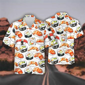 Havaju gardas ātrās ēdināšanas Bento suši garneļu grafikas sieviešu pludmales krekls Hip Hop rīsu bumbu atloka krekls vīriešu top krekls