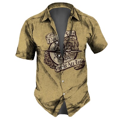 Vintažinis retro jūrinis 3D spausdinimas trumpomis rankovėmis vasaros laisvalaikio viršūnėje Laisvi havajietiški marškiniai vyrams Nauja Camisa Slim Fit gėlėta palaidinė