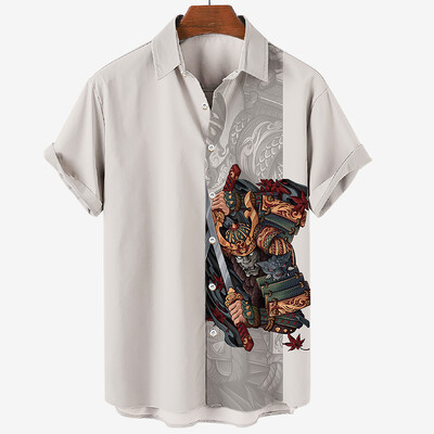 Didelės mados marškinėliai trumpomis rankovėmis vyrams O-kaklo japonų samurajų 3D spausdinimo vyriški marškiniai Harajuku stiliaus vyriški drabužiai vasarą