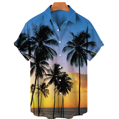 Cămașă casual de vară pentru bărbați hawaiani cu flori 3d imprimare plantă de plajă pentru macara Dimensiune plus 5xl vânzare Blusao masculin Îmbrăcăminte importată